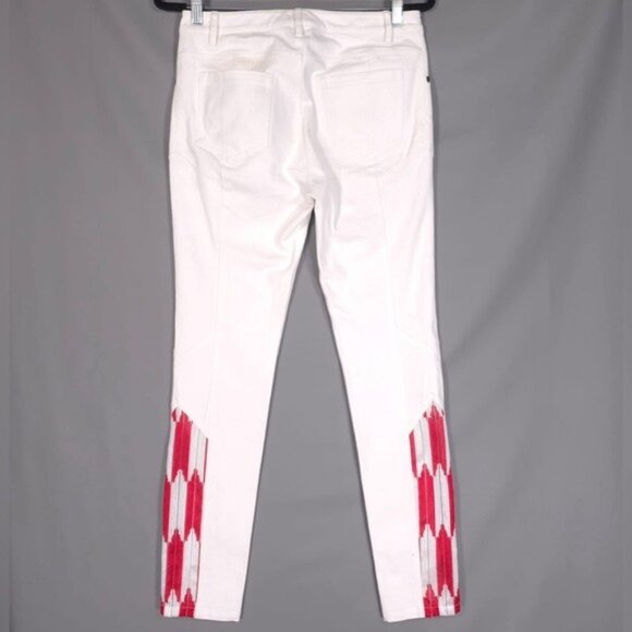 SACHIN & BABI Women’s White Jeans Red Ankle Mesh Detail 515P17-521 Size 6‎ - Picture 4 of 14
